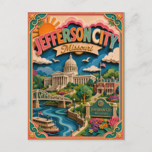Postal Arte de papel de PopCut Estados Jefferson City Mis