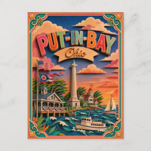 Postal Arte de papel de PopCut Estados Put-in-Bay Ohio