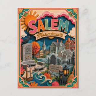 Postal Arte de papel de PopCut Estados Salem Massachusett