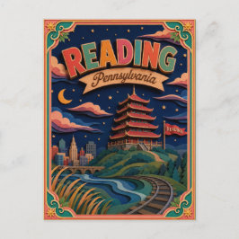 Postal Arte de papel de Reading Pennsylvania PopCut Estad