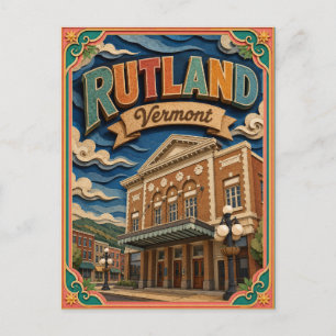 Postal Arte de papel de Rutland Vermont PopCut States