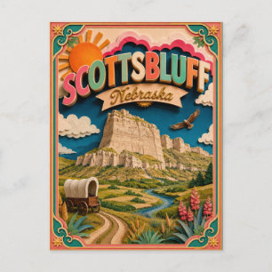 Postal Arte de papel de Scottsbluff Nebraska PopCut Estad