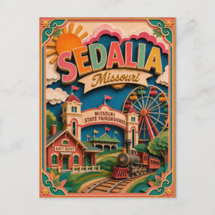 Postal Arte de papel de Sedalia Missouri PopCut States