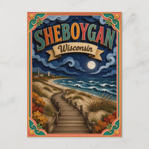 Postal Arte de papel de Sheboygan Wisconsin PopCut Estado