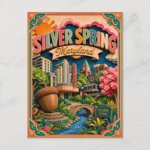 Postal Arte de papel de Silver Spring Maryland PopCut Sta