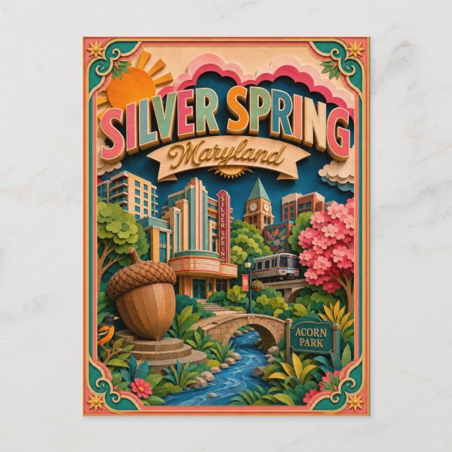 Postal Arte de papel de Silver Spring Maryland PopCut Sta (Anverso)