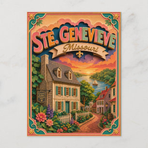 Postal Arte de papel de Ste. Genevieve Missouri PopCut Es