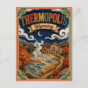 Postal Arte de papel de Thermopolis Wyoming PopCut Estado