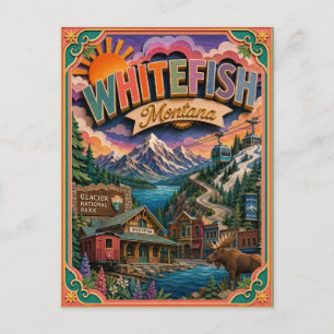Postal Arte de papel de Whitefish Montana PopCut Estados