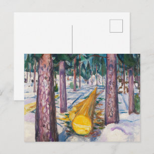 Postal Arte de pared de bosque de troncos amarillos de Mu