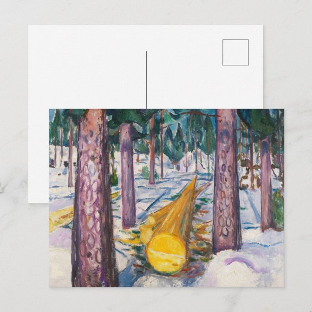 Postal Arte de pared de bosque de troncos amarillos de Mu (Anverso / Reverso)
