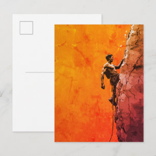 Postal Arte de Pared de Escalador de Roca Audaz