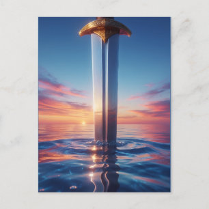 Postal Arte de pared de espada de puesta de sol mística