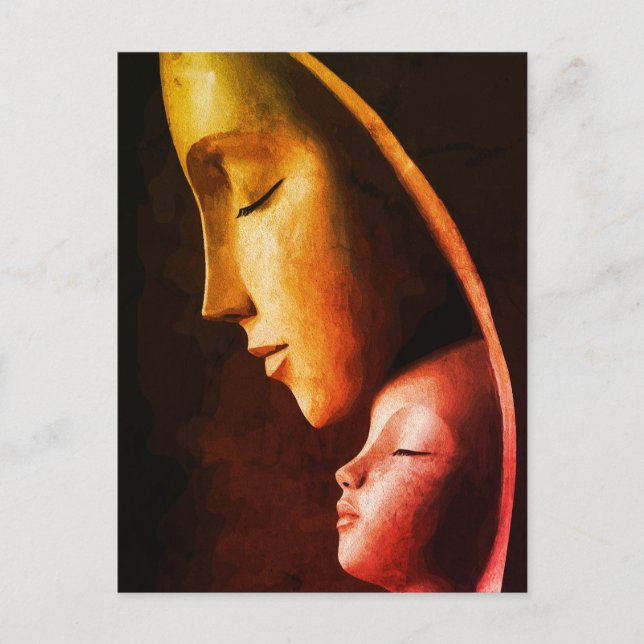 Postal Arte de pared de madre e hijo (Anverso)