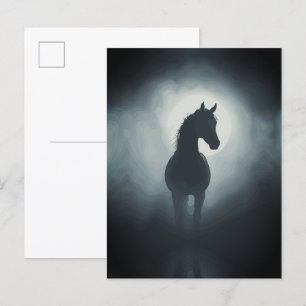 Postal Arte de pared de noche encantada con silueta de ca