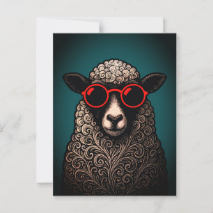 Postal Arte de pared de ovejas geniales