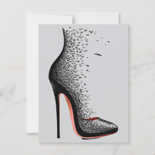 Postal Arte de Pared de Pájaros de Tacones Altos – Zapato