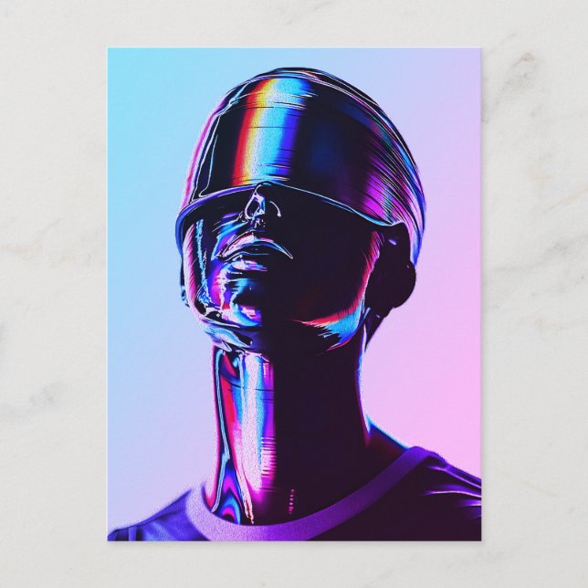 Postal Arte de Pared de Retrato Cromado de Arcoíris Futur (Anverso)