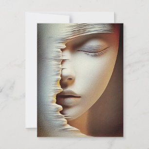 Postal Arte de Pared de Rostro Femenino Abstracto – Textu