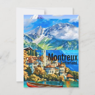 Postal Arte de pared de viaje de Montreux Montreux Pared 