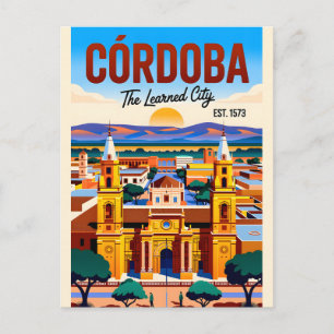 Postal Arte de pared de viaje retro Córdoba Argentina