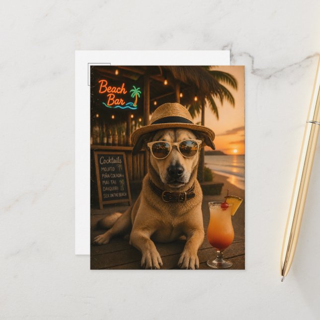 Postal Arte de pared imprimible divertido de perro de pla (Anverso/Reverso In Situ)