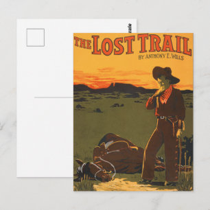 Postal Arte de pared occidental de puesta de sol de vaque
