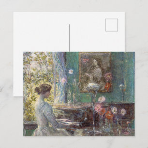 Postal Arte de Pared para Dama de Piano Impresionista Vin