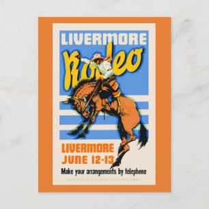 Postal Arte de Pared Vintage Rodeo de Livermore 1933