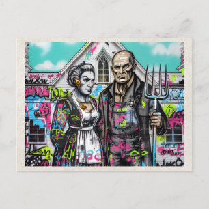 Postal Arte de Pareja Remix de IA Arte Urbano Grafiti Cal