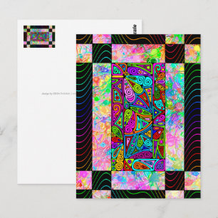 Postal Arte de patrón pintado a mano y digitalmente 1