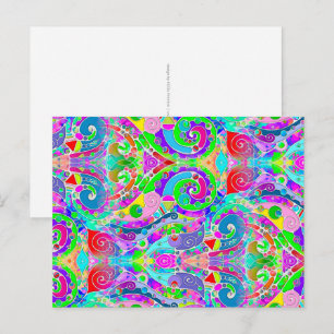 Postal Arte de patrón pintado a mano y digitalmente 22