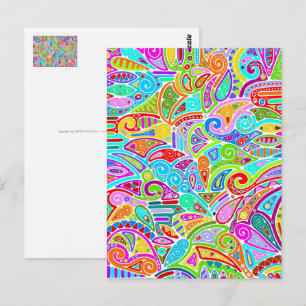 Postal Arte de patrón pintado a mano y digitalmente 7