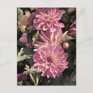 Postal Arte de patrones florales rosas por Renee Lavoie