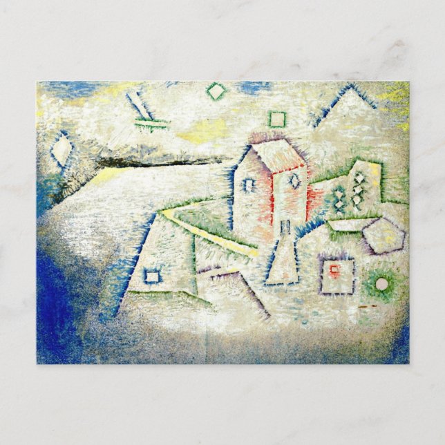 Postal Arte de Paul Klee: Casa de campo en el norte (Anverso)