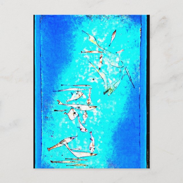 Postal Arte de Paul Klee: Imagen de pescado, pintura de K (Anverso)