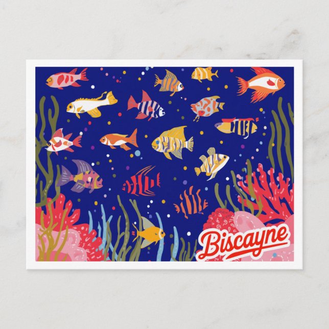 Postal Arte de peces de arrecife del Parque Nacional Bisc (Anverso)