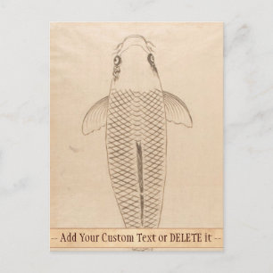 Postal Arte de pergamino de carpa de koi vintage