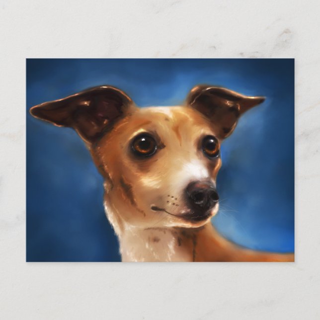 Postal Arte de perro de Greyhound italiano - Magnifico (Anverso)