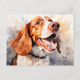 Postal Arte de perro en acuarela feliz Impresión