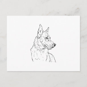 Postal Arte de perro pastor alemán alsaciano