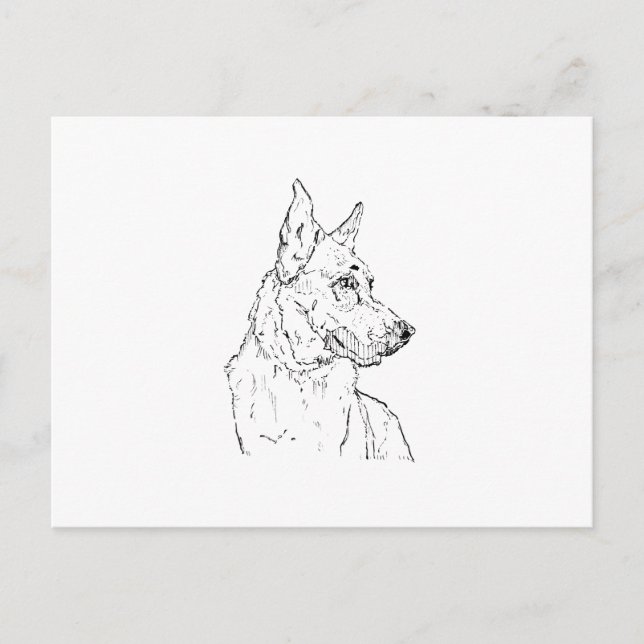 Postal Arte de perro pastor alemán alsaciano (Anverso)