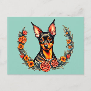 Postal Arte de perro Pinscher en miniatura