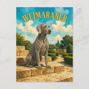 Postal Arte de perro Weimaraner en acuarela vintage