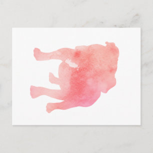 Postal Arte de perros de Bulldog inglés rosado