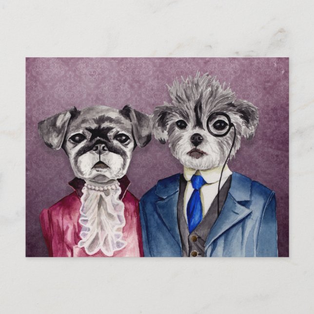 Postal Arte de perros vintage (Anverso)