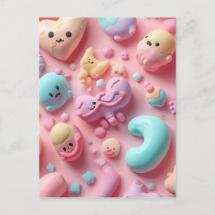 Postal Arte de personaje de dulce Kawaii pastel