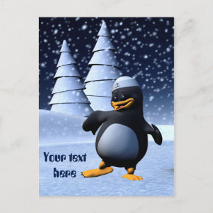Postal Arte de pingüino marinero de invierno adorable vac