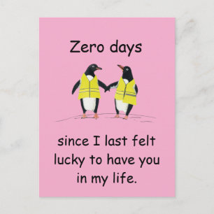 Postal Arte de Pingüino Sentí Suerte Cero Días