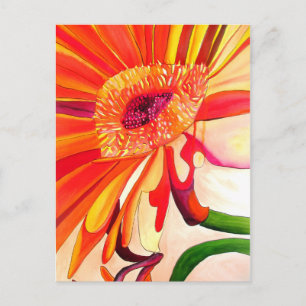 Postal Arte de pintura de acuarela de flores de Gerbera r